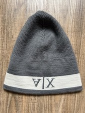 Mütze, Strickmütze Herren, Original Armani Exchange, grau, 100 % Merino Wolle
