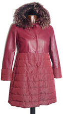 Damen parka leder stoff mantel - parka,