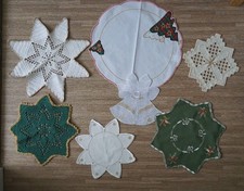 7 tlg. Weihnachten Platzdeckchen Set Vintage Kleine Tischdecken