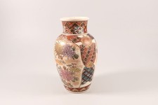Japan Satsuma Vase Blumen Gold handbemalt mit Haarriss DEFEKT
