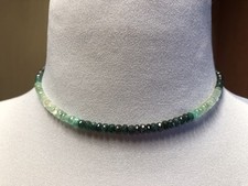 Smaragdkette, Rondelle, facettiert, Farbverlauf, 43 cm, Verschluss Gold 375