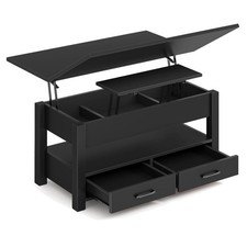 Höhenverstellbarer Couchtisch Holz, umwandelbar in Esstisch mit Stauraum