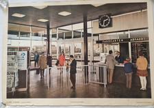 Vintage Schulwandbild - BAHNHOF -  60er Lehrtafel Schautafel -Der Neue Schulmann