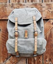 Robuster, alter Schweizer Armee Rucksack, Segeltuch & Leder Original 1955, Nr.34