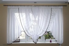 Moderne Fertiggardine aus Voile SET Schöne Gardine AG13 Fenstergardine Weiß