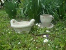 2 Teile Korb/Pflanztasse Ton reduziert Handarbeit aus dem Orient Neuware   