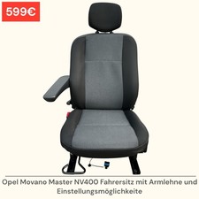 Opel Movano Master NV400 Fahrersitz Sitz mit Armlehne Einstellungsmöglichkeite