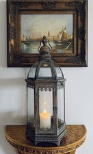 Jugendstil Laterne Windlicht Glas Metall Landhaus Laterne 65 cm Antik Stil Deko