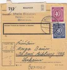 Paketkarte 1947: Mitterteich