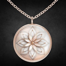 Halskette Roségold Weiß Edelstahl Amulett Kette Damen Frau Schmuck Geschenk