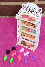 MATTEL BARBIE PUPPEN SCHUHREGAL REGAL SCHUHE TASCHEN ETC. SCHUHSCHRANK OFFEN K20