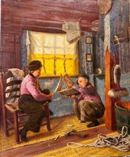 Max Kahn (1857-1939) - Niederländische Kinder Bauen Ihr Spielzeugboot, 1891