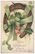 V9529/ Geburtstag  Hufeisen Litho Präge AK 1906