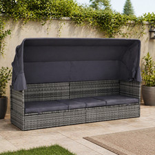 Gartensofa Polyrattan Schwarz