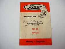 Baas Frontlader BL2 DA für MF35 MF135 Anbauanleitung Ersatzteilliste 1970er J.