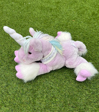 Regenbogen Ombré Haar Chad Valley lila Plüsch Einhorn Stofftier Vintage Pferd