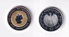 Silbermünze 10 Euro stempelglanz 2003 Fussball WM mit Goldapplikationen 