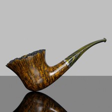 MUXIANG Smooth Freehand Pfeife Handmade Bruyère Tabakpfeife gebogener Ebonitstie