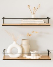 KAZAI Wandregal-Set Metall Holz Eiche 42x15x6,5 cm - Modern & Stilvoll