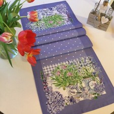 Tischläufer Tischdecke Gobelindecke 43x147cm 100% Baumwolle Lavendel Ostern