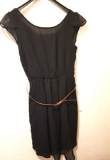 ❤️Neu chic ❤️ Clockhouse Damen Chiffon Kleid 38 M schwarz m. Gürtel
