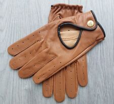 Leder Fahrhandschuhe Herren Chauffeur Fahren Vintage Knopfverschluss KENFIT®