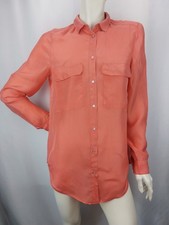 flowers for friends Damen Hemd Bluse 100 % Seide Brusttasche Gr. 36 Rosa Koralle