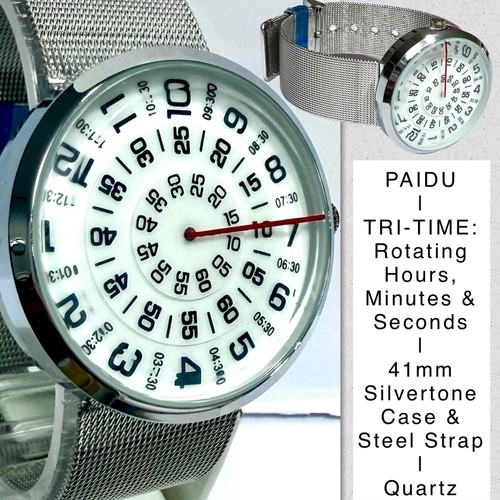 41mm white tri time - white|, tri-time