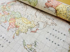 BEIGE WELTKARTE Vintage Atlas