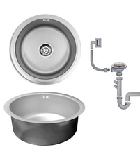 44cm  Edelstahl Rund Küchenspüle Edelstahlspüle Spüle Einbauspüle Spülbecken
