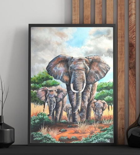 Elefanten bild gemalt - gemalt, mit