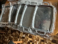 5 x Servierplatte Serviertablett mit Griff - silberfarben