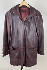 JULIA S. ROMA Damen Gr. 44 Vintage Lederjacke mit Kapuze bordeaux rot Nappa 802