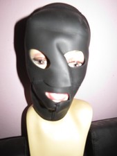 Glattneopren Kopfhaube Haube Gummi Maske mit Mund- Nasen und Augenöffnungen XXL