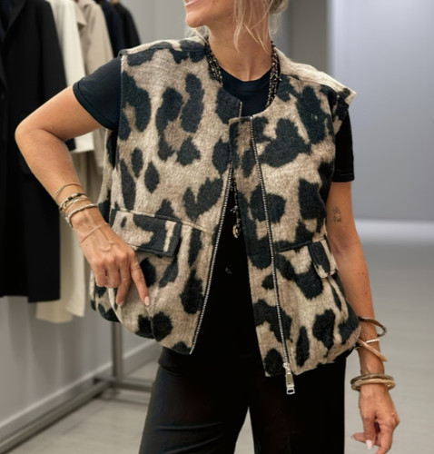 Elegante damen weste leoparden - elegante,