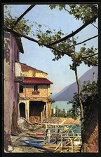 Photochromie-AK Gandria, Gondeln am Lago di Lugano 