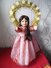 Lichterpuppe elektr. beleucht. groß Christkind Bornkindl  bordeaux/gold  Erzgeb.