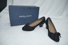 PARLANTI Damen Luxus Schuhe Pumps Hochzeit Schleife 37 schwarz Nubuk Leder Italy