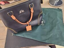 La Martina Leder Handtasche Tasche Marine Cognac 1x Benutzt Leder Top Zustand 