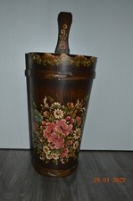 alter Schirmständer, Holztrog mit Bauernmalerei