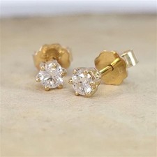 Brillant Diamant Ohrstecker Paar 750/- Gelbgold 18 Karat Gold 0,42 Karat G/VS