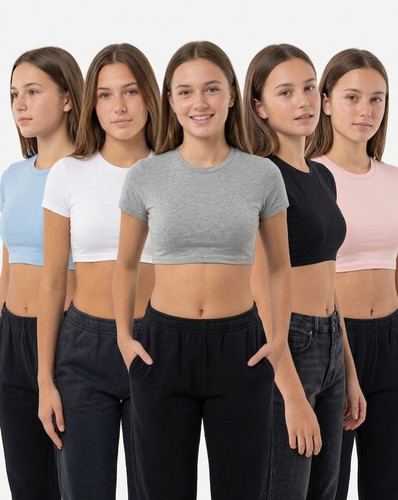 Damen crop top kurzarm - top, t-shirt