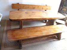 Rustikale Sitzgruppe Vollholz Gartenmöbel 4-tlg. Tisch Hocker 2 Bänke (LR)