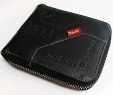 Geldbörse Reißverschuss Leder PU Geldbeutel Portemonnaie Damen Herren Sport