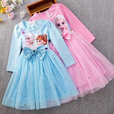 Mädchen Kinder Prinzessin Elsa Kleid Cosplay Party Karneval Kostüm Prinzessin DE