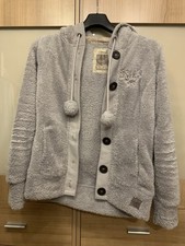 Jacke Grau Flauschig Xs Bommel Kaputze
