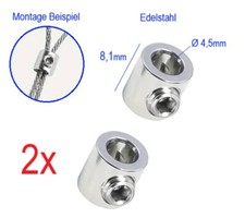 2x Edelstahl Draht Klemme Ø Innen 4,5mm z.B. für Bowdenzug