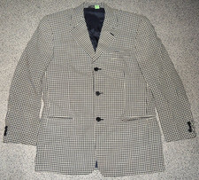 Herren Sakko Blazer Schwarz/Beige kariert Wolle Gr. 48 Cerruti