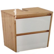 Riva Waschtischunterschrank Badmöbel Glass Eiche Nachbildung Weiß modern geräumi