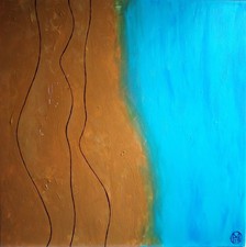 Abstrakte Malerei Acryl auf Leinwand Unikat ca 50,5x50,5cm "Küstenlinien" #Meer